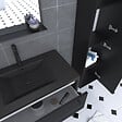 AURLANE - Meuble Salle de Bains 80 cm, Vasque Noire, Miroir Led et Colonne - Noir - STRUCTURA - vignette
