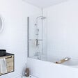 AURLANE - Pare baignoire Pivotant avec Porte-Serviette 85x150cm - Profilé Chrome - Verre 6mm - TSHAPE CHROMED - vignette