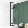 AURLANE - Pare baignoire 75x153cm extensible jusqu’à 202cm - aluminium noir mat - verre trempé 6mm - STRETCHY - vignette
