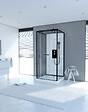 AURLANE - Cabine de douche carrée 70x70x225cm - extra blanc et profilé noir mat - LUNAR SQUARE 70 - vignette
