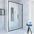 AURLANE - PACK PAROI PORTE DE DOUCHE + RECEVEUR A POSER - 120x80 COULISSANTE -CRUSH MOON 120x80 - vignette