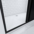AURLANE - Pack Porte Coulissante Noire Mate Type 'Atelier' et Receveur Blanc Effet Pierre - 120x90x200 cm - vignette