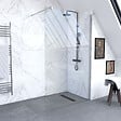 AURLANE - Paroi de Douche 120x200cm Verre Transparent - Barre de Fixation Extensible et Profil Chrome - vignette
