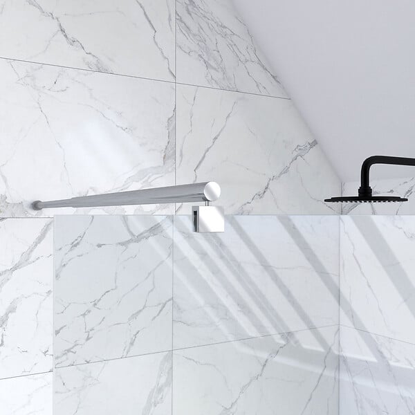 AURLANE - Paroi de Douche 120x200cm Verre Transparent - Barre de Fixation Extensible et Profil Chrome - large