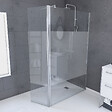 AURLANE - Paroi de Douche et Volet Pivotant 120+40x200 cm - Bande Dépolie - Barre de Fixation Chrome - vignette