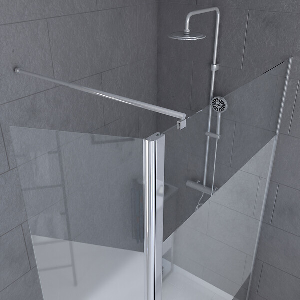AURLANE - Paroi de Douche et Volet Pivotant 120+40x200 cm - Bande Dépolie - Barre de Fixation Chrome - large