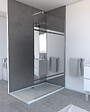 AURLANE - Paroi de Douche 120x200cm - Bande Miroir - Barre de Fixation Extensible et Profil Chrome - vignette