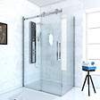 AURLANE - Porte de douche coulissante + retour 140X90cm - RAILROAD CHROMED 140 FRONT-90 - vignette