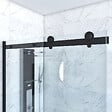 AURLANE - Porte de douche coulissante 120x200 cm noir mat - rail soft close + RETOUR 90 cm - vignette