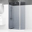 AURLANE - Paroi de Douche et Volet Pivotant 90+40x200cm - Verre Fumé + Barre Fixation Chrome - vignette