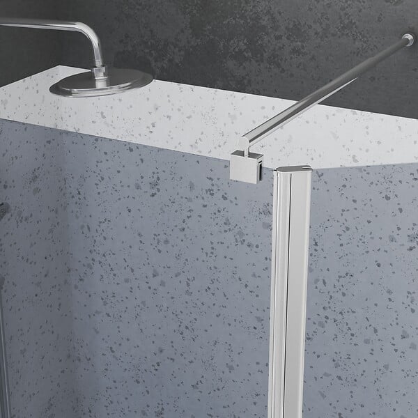 AURLANE - Paroi de Douche et Volet Pivotant 90+40x200cm - Verre Fumé + Barre Fixation Chrome - large