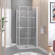 AURLANE - Portes de Douche en Angle 80x80x190 cm - Motifs carrés - Profilés Blanc - WHITE CUBE - vignette