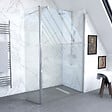 AURLANE - Paroi de douche a l'italienne - VERRE TRANSPARENT 6mm - paroi + Barre de fixation recoupable - vignette