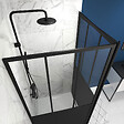 AURLANE - Porte de douche pivotante + paroi de retour type atelier - 80x200 cm - vignette