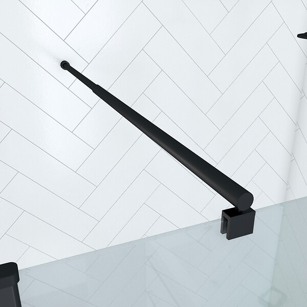 AURLANE - Paroi de Douche 140x200cm Verre Transparent - Barre de Fixation Extensible et Profil Noir - large