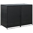 VIDAXL - vidaXL Abris pour poubelle double Résine tressée Noir 148x80x111 cm - vignette