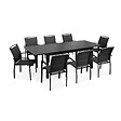 OVIALA - Ensemble table de jardin extensible et 8 fauteuils en aluminium noir - Butterfly - vignette