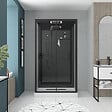 AURLANE - Cabine de douche Hydromassante 115x90x218 cm - Porte coulissante - Fonds & Profilés Noir Mat - vignette