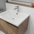 AURLANE - Meuble de salle de bains 60cm à Suspendre Décor Bois Clair - 2 Portes - Vasque Blanche - ELEMENTARY - vignette
