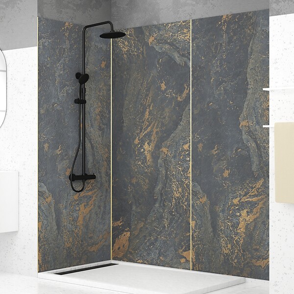 AURLANE - Profilé de jonction en Aluminium Finition Or Brossé pour Panneaux Muraux - 20x5x2100 mm - large