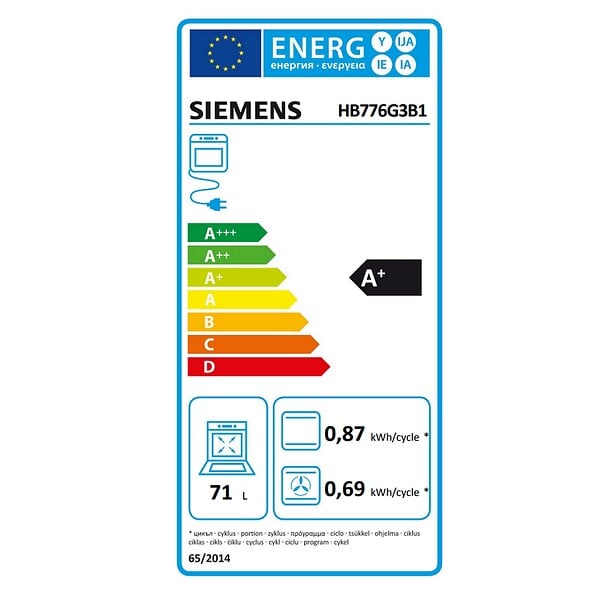 SIEMENS - Four Intégrable Multifonction 71l 60cm A+ Pyrolyse Noir - HB776G3B1 - large