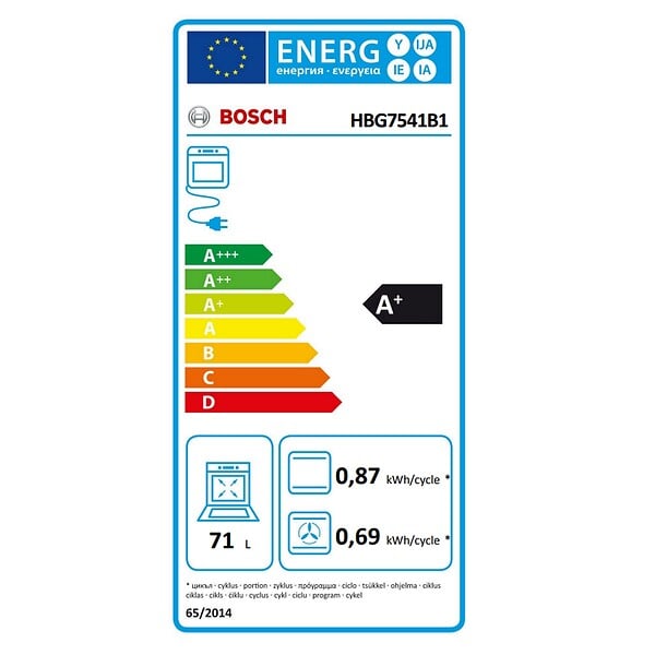 BOSCH - four intégrable multifonction 71l 60cm a+ ecoclean noir - HBG7541B1 - large