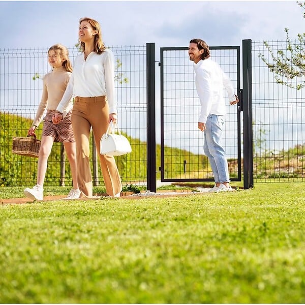 EASY CLOTURE - Portillon grillagé en acier galvanisé maille 100 x 50 L 1m x H 1m20 Noir - large