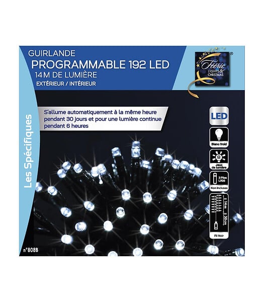 FEERIC LIGHTS & CHRISTMAS - Guirlande lumineuse Extérieur programmable 14 mètres 192 LED Blanc Froid - large