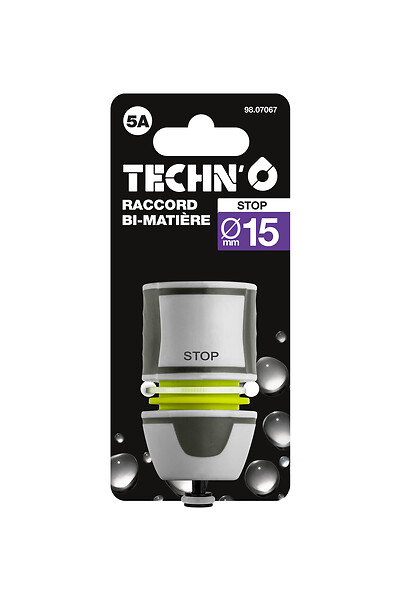 TECHNO - Raccord stop D15mm bi-mat TECHNO - large