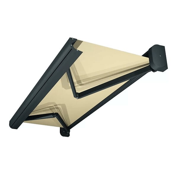 INTERSUN - Store banne coffre intégral CELESTE 5,00x3,00 M (Manuelle - Gris anthracite structuré RAL7016ST - Écru 250g/m²) - large