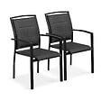 OVIALA - Lot de 2 fauteuils en aluminium noirs - Butterfly - vignette