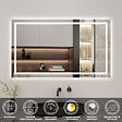 AICA SANITAIRE - LED miroir lumineux 3 couleurs tactile + anti-buée + dimmable + mémoire 120x80cm miroir salle de bain - vignette