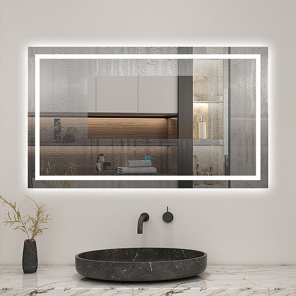 AICA SANITAIRE - LED miroir lumineux 3 couleurs tactile + anti-buée + dimmable + mémoire 120x80cm miroir salle de bain - large