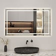 AICA SANITAIRE - LED miroir lumineux 3 couleurs tactile + anti-buée + dimmable + mémoire 100x60cm miroir salle de bain - vignette