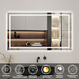 AICA SANITAIRE - LED miroir lumineux 3 couleurs tactile + anti-buée + dimmable + mémoire 80x60cm miroir salle de bain - vignette