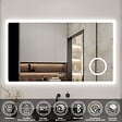 AICA SANITAIRE - Miroir lumineux Horloge + loupe + bluetooth + tricolore + anti-buée 160x80cm salle de bain dimmable,mémoire,tactile,led - vignette
