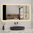AICA SANITAIRE - Miroir lumineux Horloge + loupe + bluetooth + tricolore + anti-buée 160x80cm salle de bain dimmable,mémoire,tactile,led - vignette