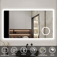 AICA SANITAIRE - Miroir lumineux loupe + bluetooth + tricolore + anti-buée 140x80cm salle de bain dimmable,mémoire,tactile,led - vignette