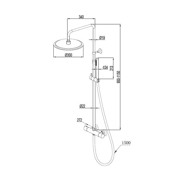 ESSEBAGNO - Delice II colonne de douche thermostatique or brossé avec corps froid - large