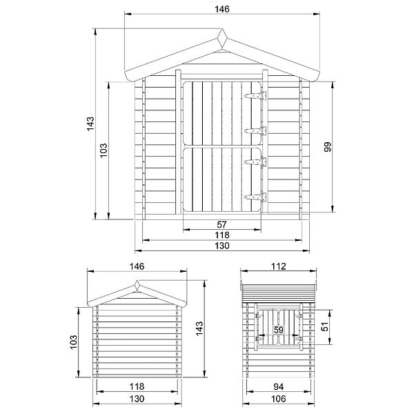 TIMBELA - Timbela M516-Maisonnette en bois pour enfants AVEC plancher - 112x146xH143cm /1.1m2 - large