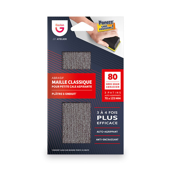GERLON - 3 Recharges Maille Abrasive - 70x125mm Grain 80 - large