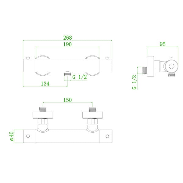 ESSEBAGNO - Luisa mitigeur douche thermostatique cuivre brossé - large