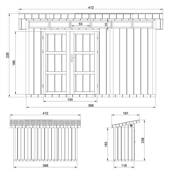TIMBELA - Abri de Jardin Qualité Premium 4m² - L161xL412cm - Kit tout compris avec sol, tuiles bitumineuses, set de peinture-Construction de Panneaux LP Smartside- Cabane de Jardin Timbela M902A CAVERN STEEL - large