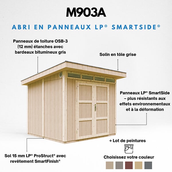 TIMBELA - Abri de Jardin Qualité Premium 6m² - L294xL279cm - Kit tout compris avec sol, tuiles bitumineuses, set de peinture-Construction de Panneaux LP Smartside- Cabane de Jardin Timbela M903A HARVEST HONEY - large