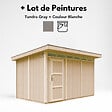 TIMBELA - Abri de Jardin Qualité Premium 9m² - L412xL279cm - Kit tout compris avec sol, tuiles bitumineuses, set de peinture-Construction de Panneaux LP Smartside- Cabane de Jardin Timbela M904 TUNDRA GREY - vignette