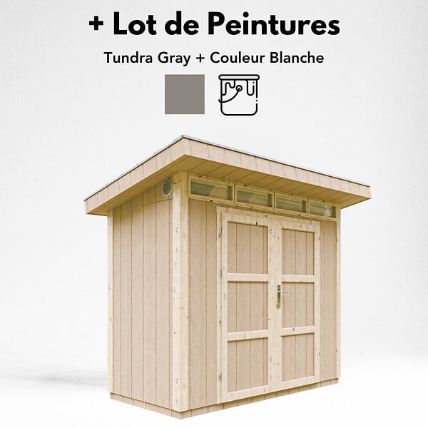 TIMBELA - Abri de Jardin Qualité Premium 3m² - L161xL294cm - Kit tout compris avec sol, tuiles bitumineuses, set de peinture-Construction de Panneaux LP Smartside- Cabane de Jardin Timbela M901A TUNDRA GREY - large
