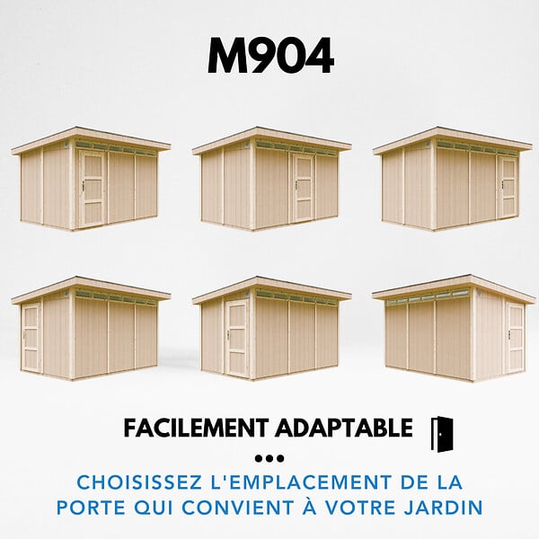 TIMBELA - Abri de Jardin Qualité Premium 9m² - L412xL279cm - Kit tout compris avec sol, tuiles bitumineuses, set de peinture-Construction de Panneaux LP Smartside- Cabane de Jardin Timbela M904 TERRA BROWN - large
