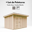 TIMBELA - Abri de Jardin Qualité Premium 9m² - L412xL279cm - Kit tout compris avec sol, tuiles bitumineuses, set de peinture-Construction de Panneaux LP Smartside- Cabane de Jardin Timbela M904A TUNDRA GREY - vignette
