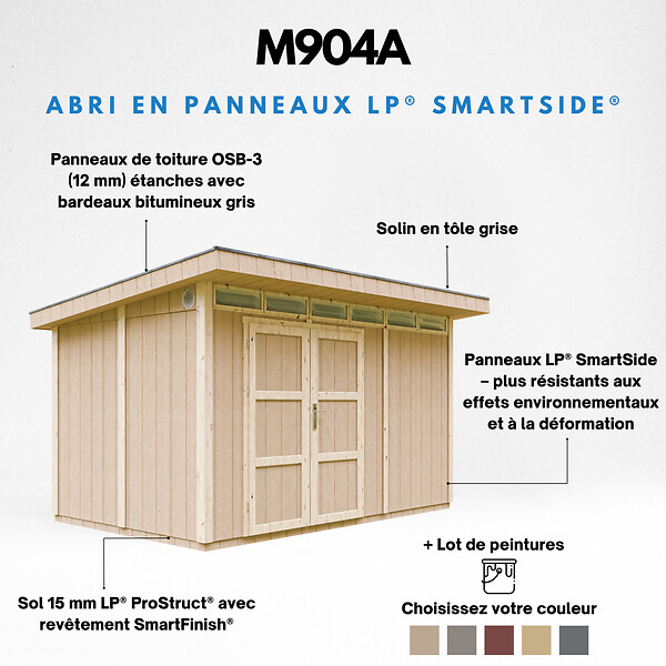 TIMBELA - Abri de Jardin Qualité Premium 9m² - L412xL279cm - Kit tout compris avec sol, tuiles bitumineuses, set de peinture-Construction de Panneaux LP Smartside- Cabane de Jardin Timbela M904A HARVEST HONEY - large