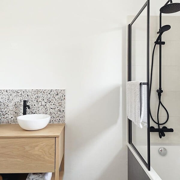 ESSEBAGNO - Essesmart colonne de douche sans mitigeur noire mat - large